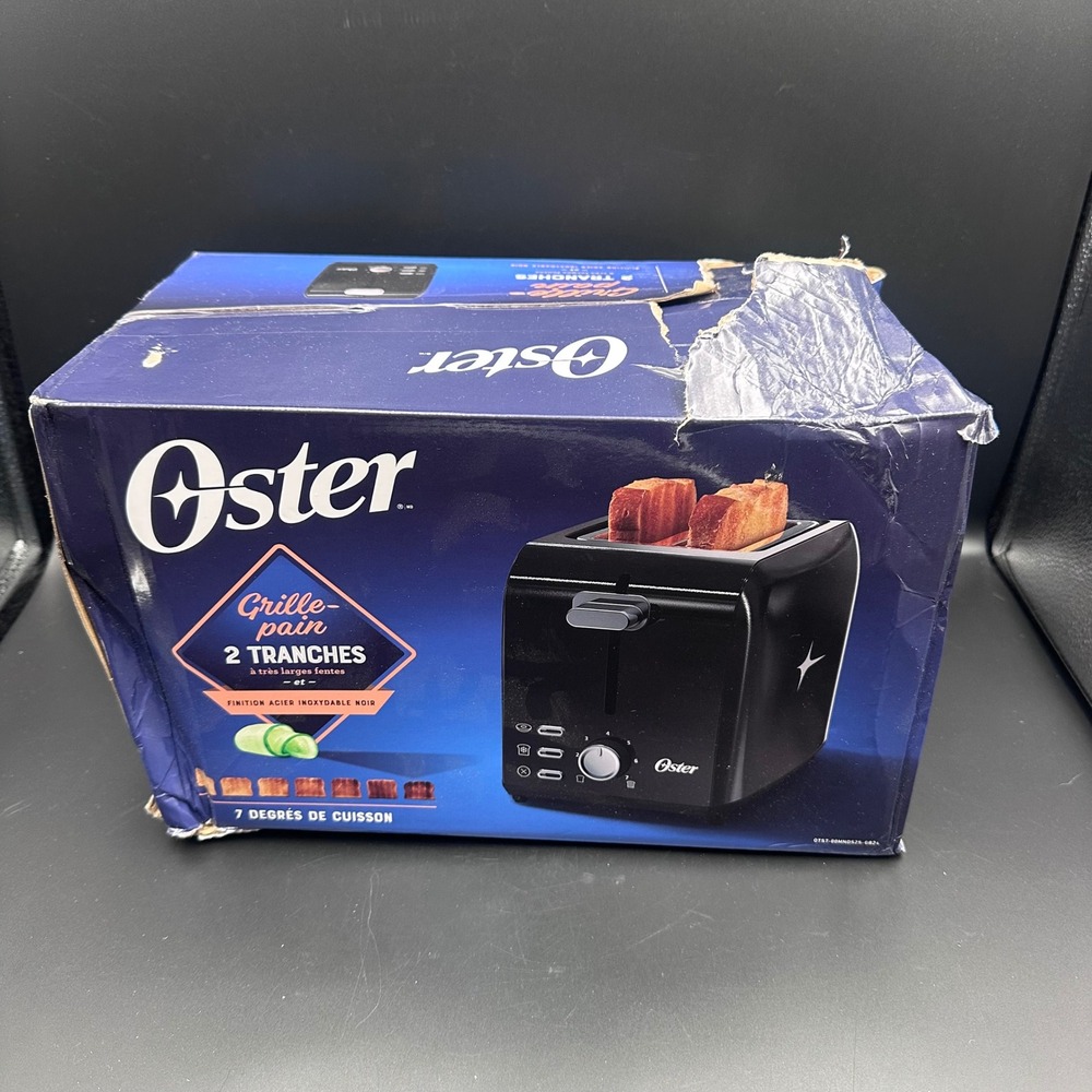 Oster 2-Slice Toaster Black Stainless Steel Extra Wide Slots OTST-00MN0S2S-G824